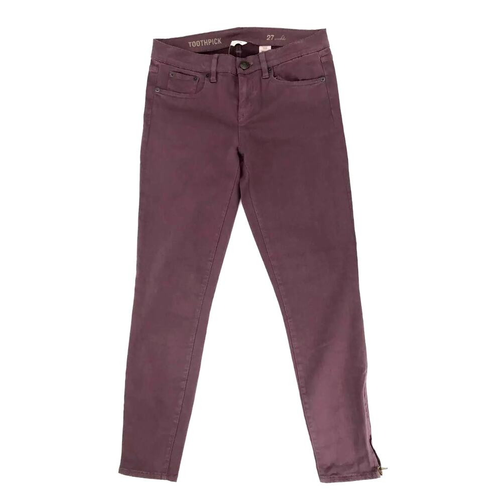 J. Crew Mauve Toothpick Super Skinny Ankle Zip Crop Jeans Womens 27